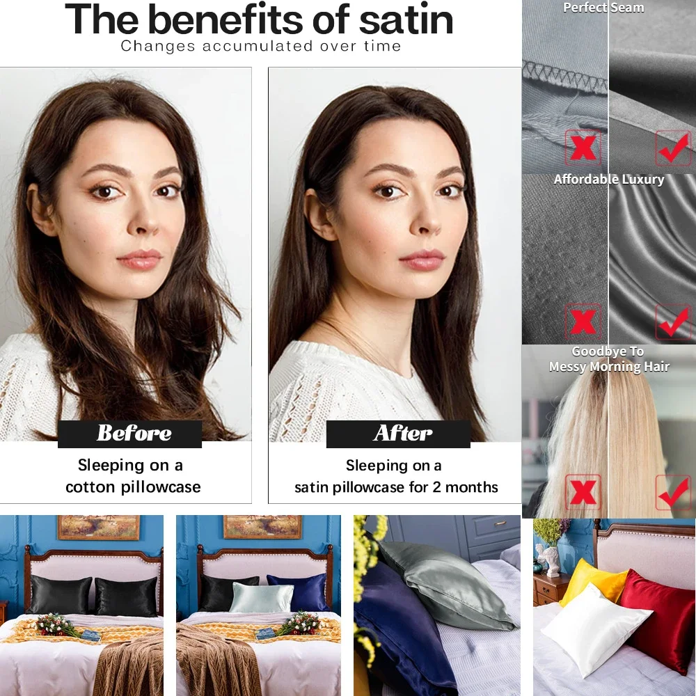 2 Pack Satin Pillowcase for Ha - Silk Pillowcase 评论和价格