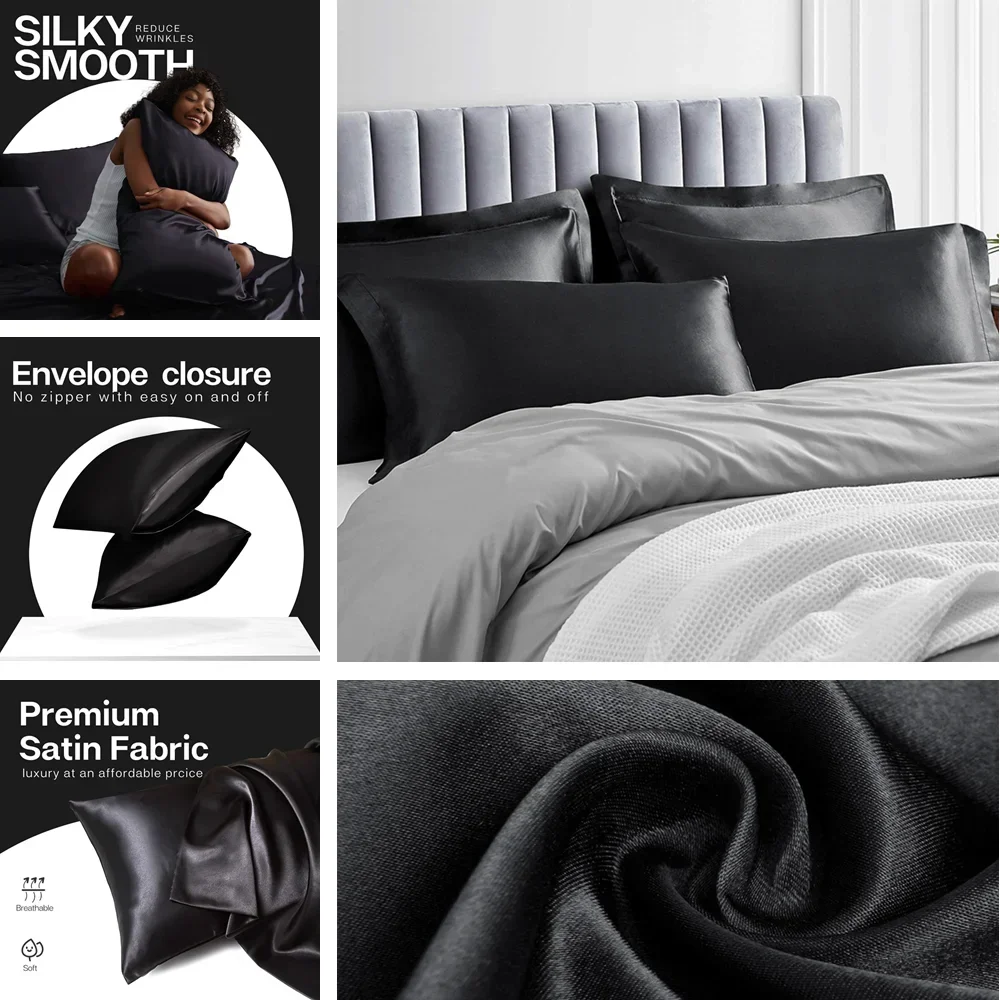 2 Pack Satin Pillowcase for Ha - Silk Pillowcase 评论和价格