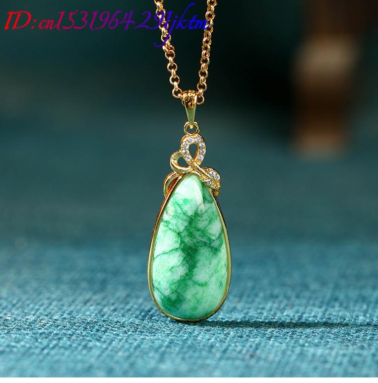 Natural Jade Water Drop Pendan - Gold Plated Jewelry 评论和价格