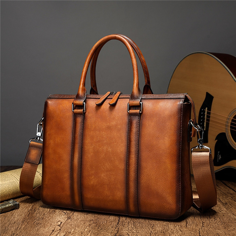 YETTIES Business Top Grain Lea - Leather Briefcase 评论和价格