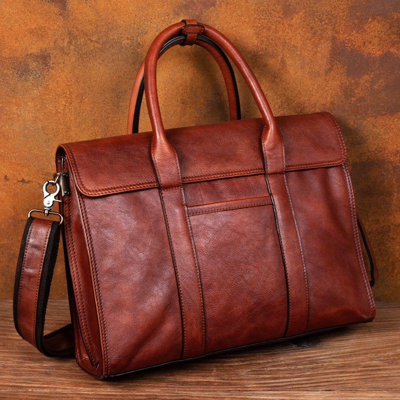 Vegetable tanned leather handb - Leather Briefcase 评论和价格