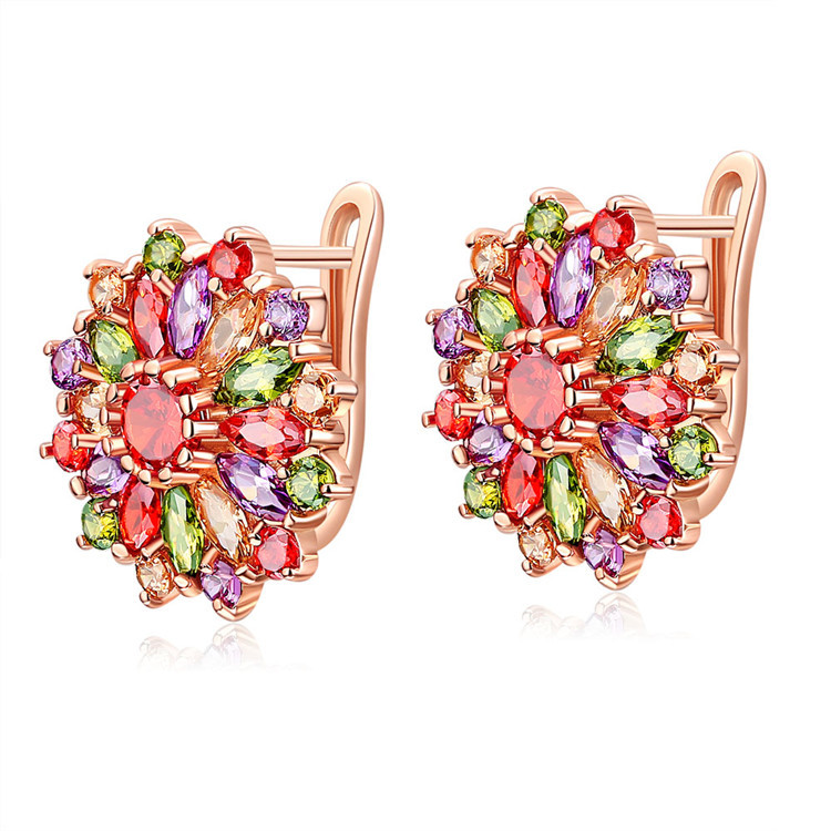 Natural Crystal Flower Earring - Gold Plated Jewelry 评论和价格