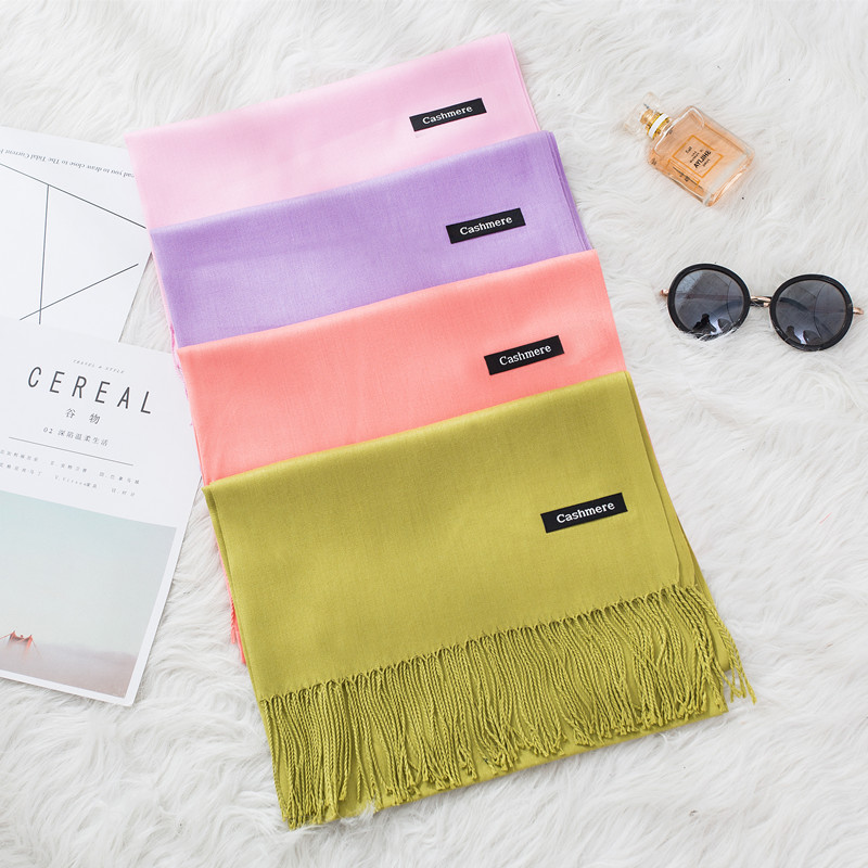 Fashion Solid Color 2020 Women - Cashmere Scarf 评论和价格