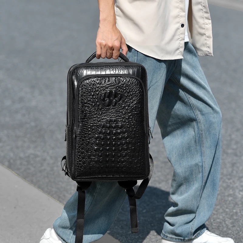 New Men's Crocodile Patterned  - Leather Briefcase 评论和价格